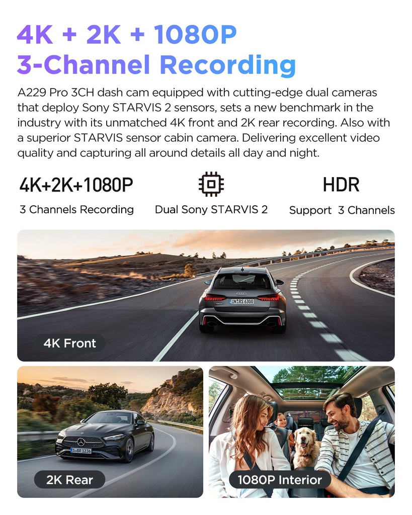 VIOFO A229 Pro 3CH (4K+2K+1080p)